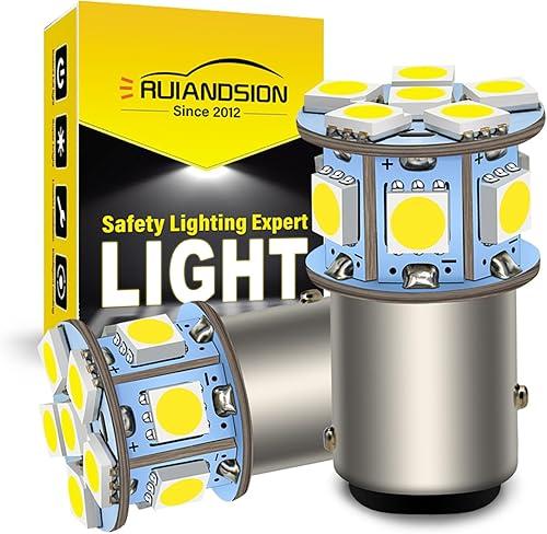 Ruiandsion 2pcs 1157 LED Bulb White 6V BAY15D 5050 12SMD LED Light Bulbs for Back Up Reverse Lights Brake Lights Tail Lights,Non-polarity