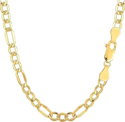 Jewelry Affairs 14K Yellow Gold Filled Solid Figaro Chain Necklace, 4.0 mm