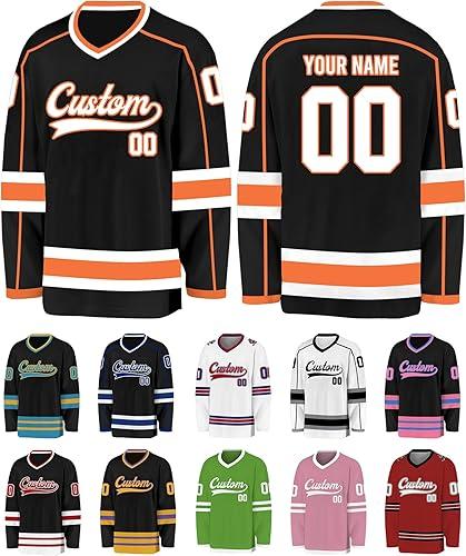 Custom Hockey Jersey Personalized Logo Name Number Hockey Shirts Retro Jerseys Gift for Beer League Team Men Women,S-3XL