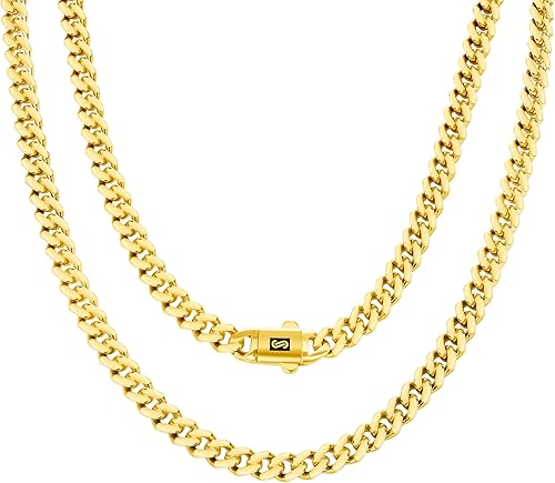 Nuragold 10k Real Yellow Gold Royal Monaco 6mm Miami Cuban Link Necklace (16"-30") Italian Jewelry for Men & Women