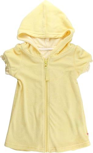 RuffleButts Girls Terry Knit Full-Zip Swim Cover-Up Dress