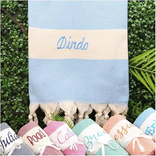 Personalized Turkish 40x70 Beach Towel, Custom Towel, Bath Towel, Beach Blanket, Bridesmaid Gifts, Bachelorette Party Favor, Wedding Gifts (Turquoise)