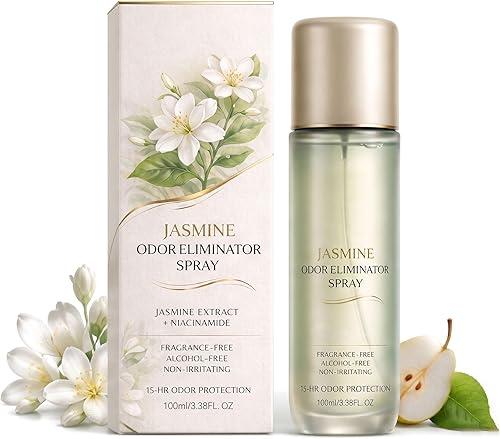 Jasmine Scent Spray & Body Mist, Long-Lasting Whole Body Deodorant for Women & Men, Alcohol-Free Clean Fragrance Deodorant Spray For Everyday Wear, 15 HR Odor Protection, 3.4 Fl Oz