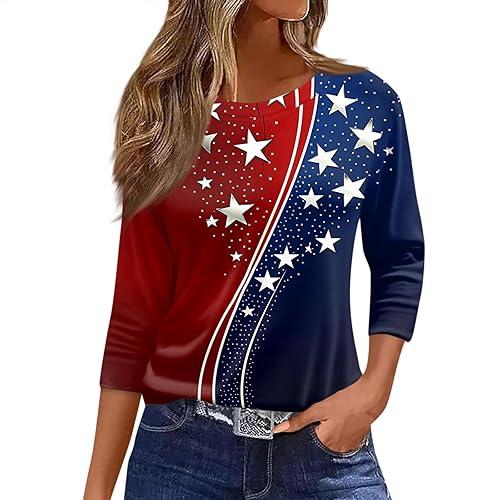 3/4 Length Sleeve Womens Tops Casual Blouses Spring Fashion 2026 Round Neck Business Trendy Tunics Top Shirts