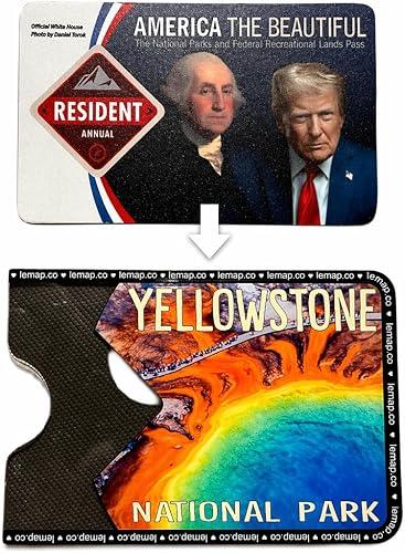 Handmade National Park Sleeve - Waterproof Plastic Card Protector - Easy Slide-Out Travel Case for National Parks - America the Beautiful Pass Holder (Yellowstone)