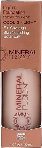 Mineral Fusion Full Coverage Foundation, Liquid Foundation - Cool 2- Light Complexion w/Cool Undertones, Lightweight Matte Finish, Up to 12 Hr Hydration, Hypoallergenic & Vegan, 1 fl. Oz