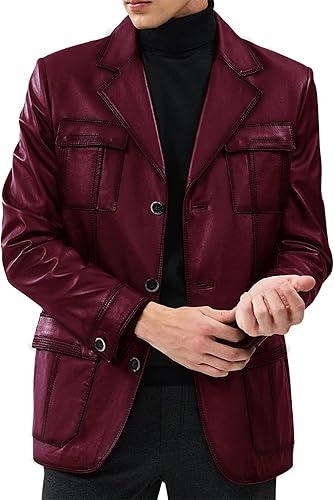 Mens Soft Italian Leather Blazer - Vintage Style Real Lambskin Leather Regular Fit Sport Coat Blazer Jacket Men