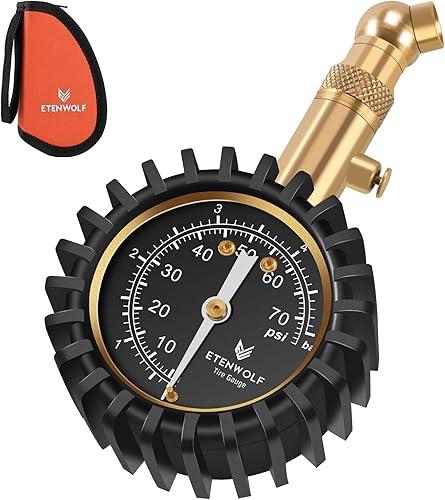 ETENWOLF Tire Pressure Gauge for Cars 0-75 PSI, Air Pressure Gauge with Large Glow Dial, Calibrated to ANSI B40.1 Grade A(Plus-Minus 1%), Tire Gauge for Tire Pressure Car Accessories (Black)