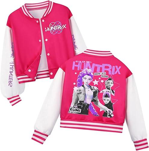 Girls Varsity Jackets Movie Graphic Long Sleeve Button Down Sweatshirts Singer Coat Daily Dress School Outfits