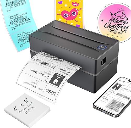 Bluetooth Thermal Shipping Label Printer: 4x6 Wireless Label Maker with Tape for Small Business - Compatible with iPhone, Android, Windows & Mac, Widely Used for USPS UPS Ebay Amazon Shopify Etsy — 28% off