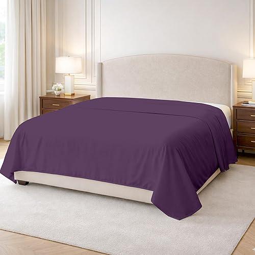 Kotton Culture 100% Egyptian Cotton 1 Pc Flat Sheet - 600 Thread Count, Soft and Crisp, Breathable, Top Sheet Only, Ultra Premium Sateen Weave King Bed Sheets, Cotton Flat Sheet (Plum)