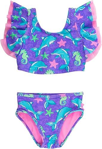 RuffleButts Baby/Toddler Girls UPF50+ Waterfall Tankini Two Piece Swimsuit