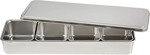 Endo Shoji TKG AYK11004 Seasoning Condiment Container, Length 17.1 x 5.7 x 2.4 inches (435 x 145 x 60 mm), Storage Container, Various Uses, Made of Rust Resistant Stainless Steel, Hygienic, Commercial