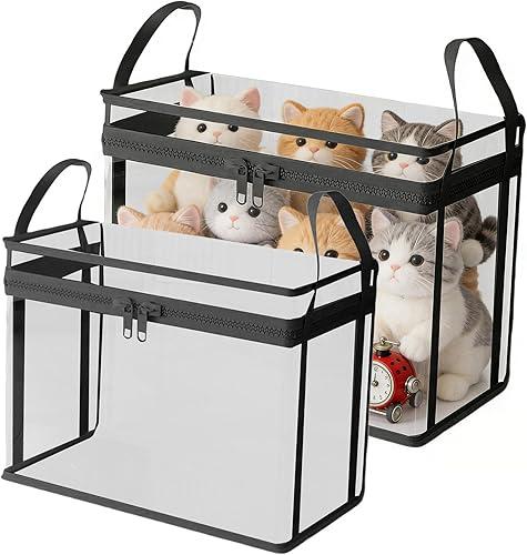 Plush Toy Storage Bins, 2 Pack Stuffed Doll Organizer Chest Boxes, Soft Toy Storage Solution, Foldable Storages Basket Set, for Living Room Playroom Study Dorm Balcony Apartment Home Use