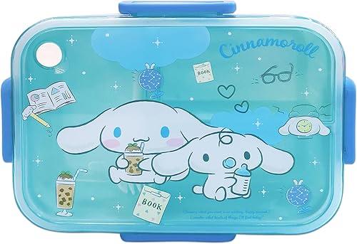 Roffatide Cartoon Cute Cinnamoroll Printed All-in-One Bento Boxes with Spoon Kawaii 4-Point Lock Type Lunch Box Containers for Food Fruit Snack, LYS24901
