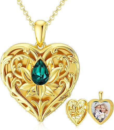 SOULMEET Personalized Silver Locket Necklace That Holds Pictures Photo Keep Someone Near to You, Memorial Custom Lockets Necklaces Letters Engraving for His Her