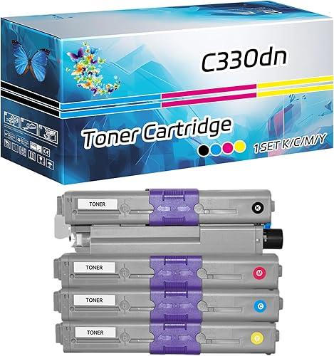 Compatible for Okidata OKI C330dn Toner Cartridge MC361MFP MC362w MFP Printers (4-Pack BK/C/M/Y)