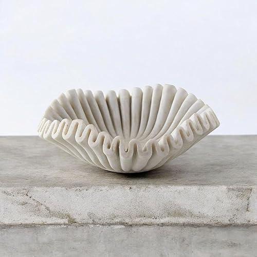 HOME Marble Urli Bowl | Handmade Decorative Bowl from Natural Marble | Elegant Home & Festive Décor (5 INCH)