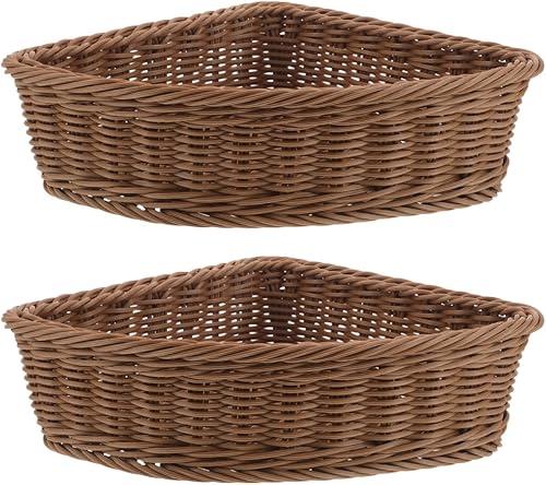 DOITOOL 2pcs Triangle Corner Storage Baskets Plastic Rotating Base, Small Triangle Shelf Organizers