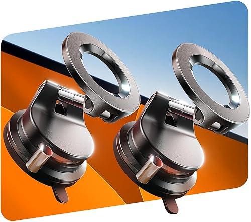 LISEN 2 Pack Car Mount for iPhone, for Magsafe Car Mount, Magnetic Phone Holder for Car, Magnetic Car Phone Mount, Suction Phone Mount, Phone Holder for Car Dash Mounting Kits for iPhone 17 Pro Max