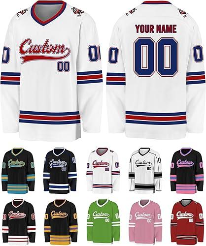 Custom Hockey Jersey Personalized Logo Name Number Hockey Shirts Retro Jerseys Gift for Beer League Team Men Women,S-3XL
