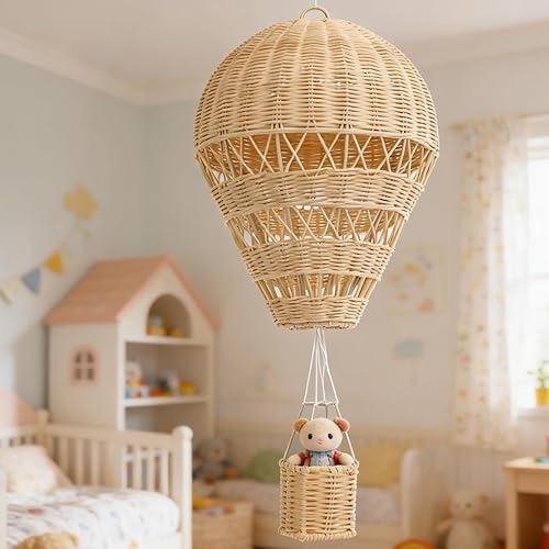 Rattan Woven Hot Air Balloon - Wall Decor for Kids Room Aesthetic and Elegant - Woven Hot Air Balloon Hanging Ornament Nursery Room Decoration