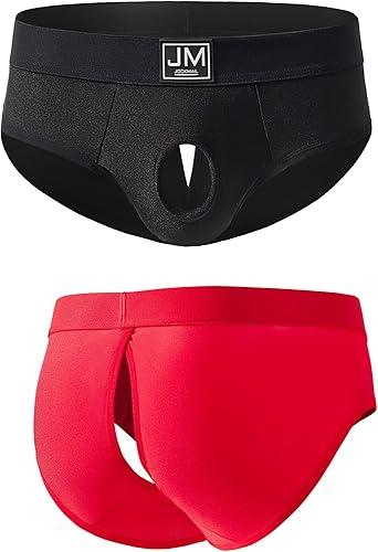 JOCKMAIL Men’s Briefs Underwear with Open Design Low Rise Cutout Briefs for Clubwear Pride Daily Wear 2 Pack