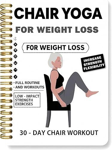 Chair Yoga for Seniors Over 60 Book with Wall Chart, 30-Day Weight Loss Challenge & Tai Chi Workout Guide, Low Impact Seated Exercises for Mobility & Balance, Large Print Gift for Women & Men