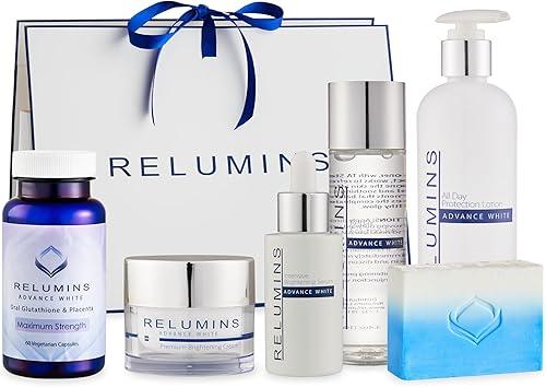 Relumins Advance Total Glowing Rebuild – Oral Glutathione Capsules, Day Lotion, Repair Solution, Cream, Serum, & Soap - Nourishment Smooth Radiant Appearance Daily Skincare Routine Gift for Women