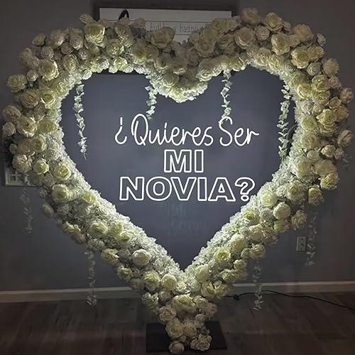 Quieras Ser Mi Novia Neon Sign 23inches Custom Spanish Proposal LED Lights sign for Girlfriend Gift, Proposal Wedding Anniversary Valentine Engagement Bedroom Home Wall Decor Neon Light Sign-White