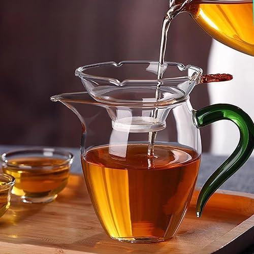 Fairness Cup with Tea Strainer, 350ml 11.9oz, Thicken Glass Teacup Heat-resistant Kungfu Tea Set Dispenser