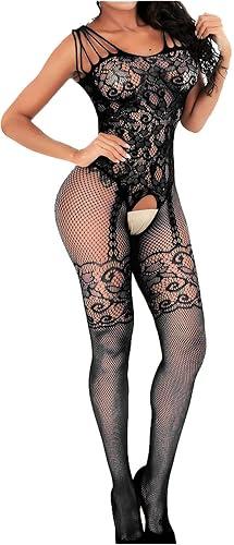 FZYLQY Women's Fishnet Bodystocking Babydoll Lingerie Bodysuits Bodysuit Sleepwear Clubwear See Through Lace Body Stockings