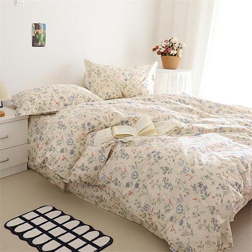 EAVD Garden Style Botanical Floral Comforter Set Twin XL Chic Cute Floral Print Bedding Set 3 Pieces Reversible Cottagecore Botanical Aesthetic Comforter Set Twin XL Size for All-Season