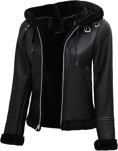Decrum Women Leather Jacket - Stylish Shearling Winter Leather Jackets For Women