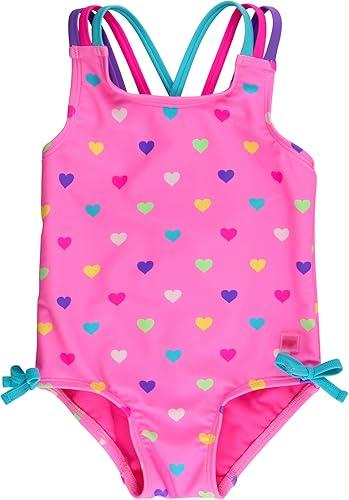 RuffleButts Girls UPF50+ Sun Protection Tie Shoulder/Cross Back One Piece Swimsuit