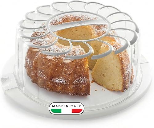 Snips Cake Carrier with Handle, Decorative Tray with Doily, Cake Holder Diameter 28 cm x Height 11 cm, 2 Safety Locks, Made in Italy