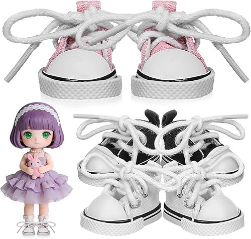 NUOBESTY 3 Pairs Miniature Canvas Doll Shoes for 17Cm Dolls Dress-up Footwear Accessories for Dollhouse Wardrobe Easy Wear Replacement Toy Shoes for Birthday Party