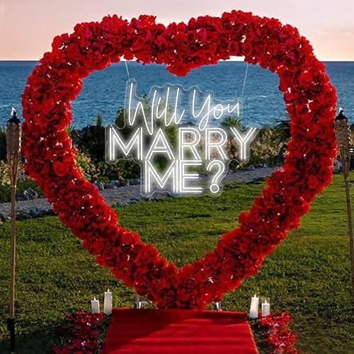 Large Will You Marry Me? Neon Sign Custom Wedding Neon Sign for Marriage Proposal Home Wall Decor Wedding Party w edding Backdrop Decor Personalized Gift Neon Lights Event Decorate. Size:23X17.5inches-Warm white