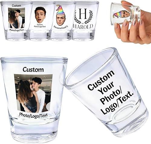Custom Shot Glasses, Personalized Photo Shot Glass 1.5oz/45ml – Unique Gift for Wedding, Anniversary, Birthday, Party Favors – Whiskey/Tequila/Bourbon Glass, Dishwasher Safe Photo Style