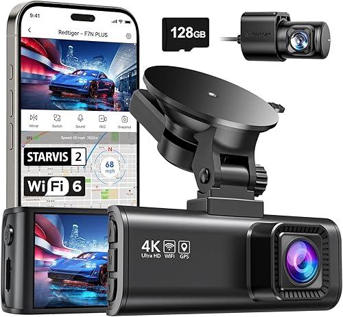 REDTIGER 4K Dash Cam Front Rear, STARVIS 2 Sensor, Free Card Included, 5.8GHz WiFi-20MB/s Fast Download, Dash Camera for Cars with GPS, WDR Night Vision, 170°Wide Angle, 24H Parking Mode(F7NP) — 13% off