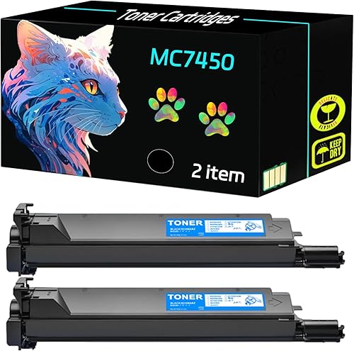 High Yield MC7450 8938613 Toner Cartridges Compatible for Konica Minolta 8938616 8938615 8938614 Magicolor 7400 7440 7450 7450II Printers, Clearly Print (2 Pack Black)