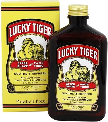 Lucky Tiger After Shave and Face Tonic (8 Fl Oz) – Alcohol-Free AfterShave Lotion for Men – Soothing Face Toner with Aloe Vera, Calendula & Chamomile for Razor Burn Treatment