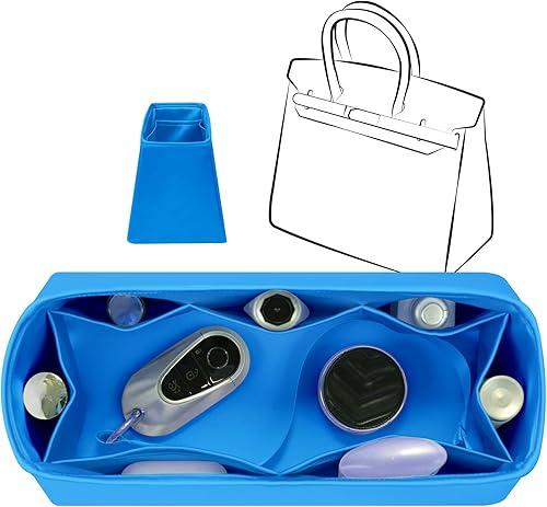 Fits for Brikin 35 Bag Insert, Premium Silk Purse Organizer Insert, Smooth Touch & Lightweight，Luxury Handbag Organizer with Gift Box Fits For Hermes(BK35,Aztec Blue)