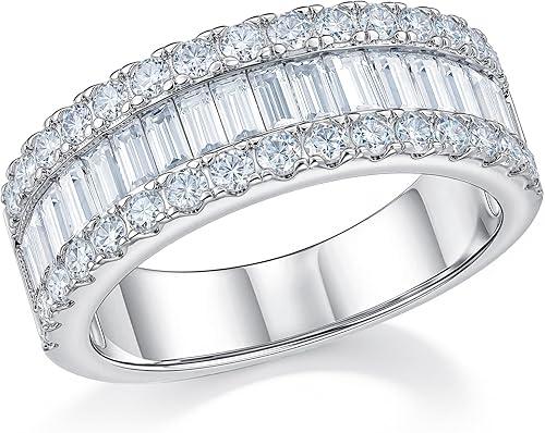 Newshe Jewellery Moissanite Rings for Women 925 Sterling Silver Wedding Bands Eternity Ring Emerald Promise Engagement Size 5-10