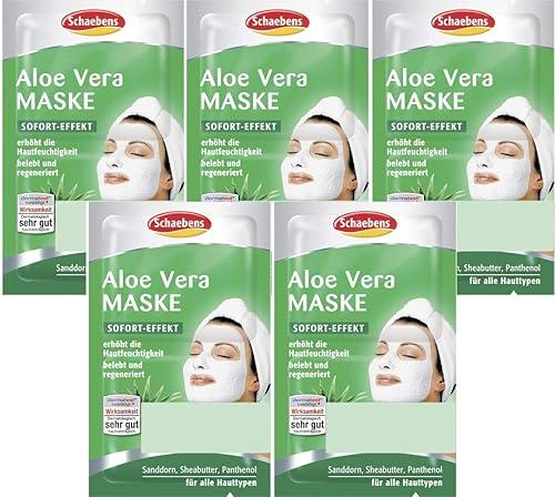 Schaebens Aloe Vera Mask - provides extra moisture and invigorates - Pack of 5 (5 x 2 x 5 ml for 10 Applications)