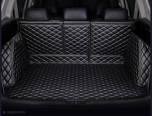 Trunk Mat Compatible with Toyota Rav4 2020-2025 Fuel & Hybird(No Subwoofer on Left Side of Trunk)-Luxury Leather Backseat Protector&Bottom Mat&High Side Panels Dog Cover(Black/Black)