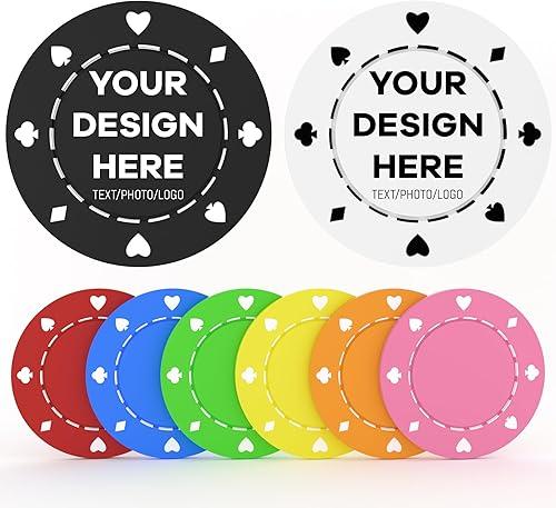 100 Custom Plastic Poker Chips, Personalized Tokens with Logo or Image, Double-Sided UV Printing, 8 Colors for Bar, Party, Corporate Gifts, and Events