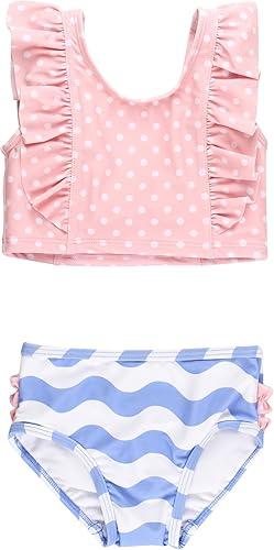 RuffleButts Baby/Toddler Girls UPF50+ Waterfall Tankini Two Piece Swimsuit