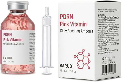 Glow Boosting PDRN Pink Vitamin Ampoule 1.35 fl oz, Copper Peptides & Vitamin B12 Serum for Face with Collagen & Multi Peptides & 10 Hyaluronic Acids, Skincare Serum for Smoother, Glowing Skin