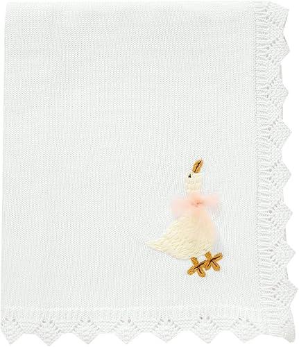 mimixiong Cotton Baby Blanket Heritage Receiving Cuddle Stroller Crib Blanket with Cute Embroidered Goose for Boys and Girls 30x40 Inch